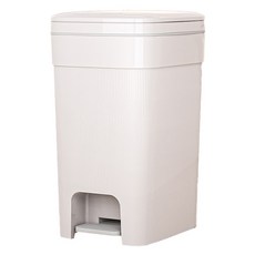 小麥購物 豎紋大容量帶蓋垃圾桶 L1285 25L, 山茶白