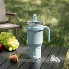 Sitarayuri 不鏽鋼手提雙飲冰霸杯, 1個, 藍色, 1.1L