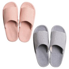 생활백서 도톰 스트라이프 룸 슬리퍼, 핑크 + 블루, 1세트