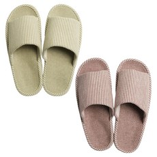 Lifegd100 厚實條紋室內拖鞋, 綠色, 棕色, 1套