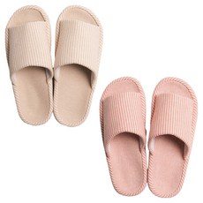Lifegd100 厚實條紋室內拖鞋, 米色, 粉紅色, 1套