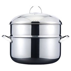 EJIRY IH電磁爐不鏽鋼方塊全三層湯鍋 9L + 不鏽鋼蒸籠套組, 1套, 28cm, 混合色