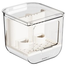 딩동펫 소동물 더블 자동 급여 튐방지 앵무새 모이통, 투명 + 화이트, 1개