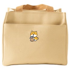 YCCT 手提便當餐盒袋 柴犬, 卡其色, 1個