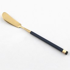 Bogen 方形雙色銀色餐具奶油刀, 藍色 + 金色, 1個