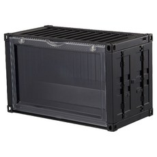 FAmILyLIFE 生活 貨櫃雙層階梯磁吸門展示盒 小型款 A-480-BK 黑色, 1個