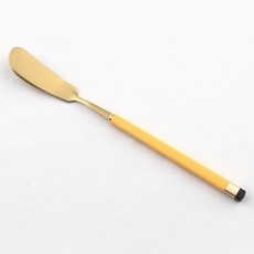 Bogen 方形雙色銀色餐具奶油刀, 黃色 + 金色, 1個