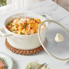 HONDONI 日式琺瑯陶瓷雙耳湯鍋含玻璃蓋 不挑爐具 KW-24, 1個, 24cm, 白色