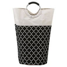 Goodsome 實用防水防潮圓筒印花洗衣籃 355g, 黑色