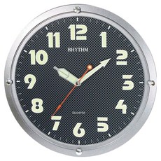 RHYTHM 日本麗聲時計 工業風靜音掛鐘, 典雅銀