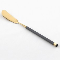 Bogen 方形雙色銀色餐具奶油刀, 炭灰色 + 金色, 1個