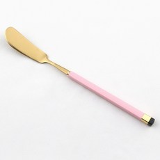 Bogen 方形雙色銀色餐具奶油刀, 粉紅色 + 金色, 1個
