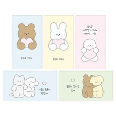 多娜和朋友們 愛心小確幸迷你卡片 5款 x 20張 套組, B款, 1套