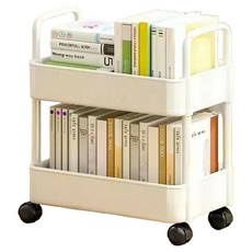 Likes 移動式塑膠方形2層層架推車, 1個, 白色