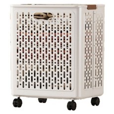 Goodsome 時尚滾輪式可折疊大容量洗衣籃 860g, 白色