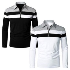 Market A 男士高爾夫撞色半拉鍊長袖T恤 2件組