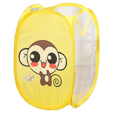 더모아인터네셔널 이거닷 웰메이드 프리미엄 빨래통 바구니, 노랑원숭이무늬