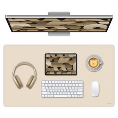 SOYMIX 獨特皮革長桌墊 書桌墊 SOL7LO L, 1個, 米色