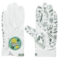 GOLF SKIN 城市系列8款吸汗防滑可水洗觸控螢幕合成皮高爾夫手套 左手用, 1個, 夏威夷花朵