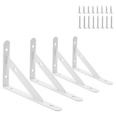 轉角角鐵 三角支架 4入 + 螺絲 16入 組 200mm, 1套, 白色