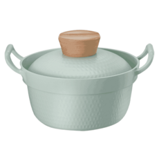 ONE HOUSE 韓川陶瓷木蓋鍋 AM-D904-1, 淺豆綠, 1個, 鍋體 + 鍋蓋