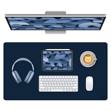 소이믹스 유니크 가죽 장패드 데스크매트 SOL7LO L, 네이비, 1개