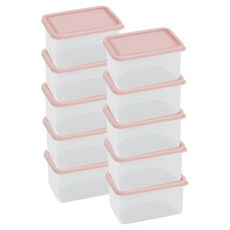 BETREE 第2季 柔軟可彎曲冷凍庫冰箱收納容器 粉紅色 480ml, 10個, 1入