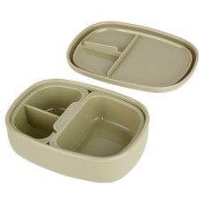 플라라 국내생산 실리콘 도시락통 분리형, 올리브, 1개