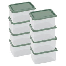 BETREE 第2季 柔軟可彎曲冷凍庫冰箱整理盒 480ml 綠色, 8個, 1入