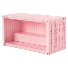 FAmILyLIFE 生活 貨櫃附燈雙層階梯磁吸門展示盒 A-483-PI 粉色, 1個
