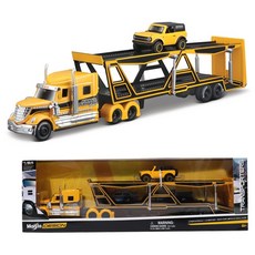 Maisto 1:64 運輸車 汽車運輸車 International LoneStar 福特 Bronco 迷你車 汽車玩具, 黃色, 1個