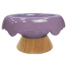 YSS Dog&Cat 職人木匠 童話森林噴泉 兩用原木瓷碗, 1套, 紫色