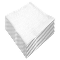 高級餐廳飯店晚宴派對竹節精梳棉餐巾, 10個, 白色