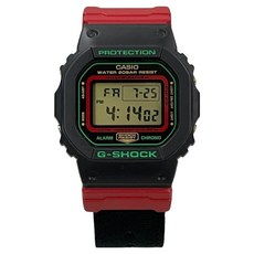 CASIO 卡西歐 G-SHOCK 紅武士 帆布錶帶手錶 DW-5600THC-1DR