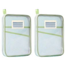 살림특 넉넉하게 잘 들어가는 매쉬 A4 문서 정리 파우치, 그린, 2개