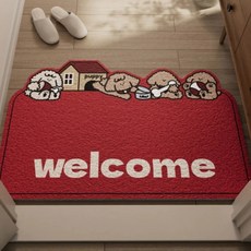 AFAMIC 艾法 萌寵WELCOME迎賓 歡迎光臨刮泥玄關腳踏墊 絲圈印花地墊