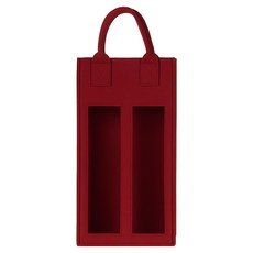 미소로운 가벼운 펠트 파티 2구 와인가방 M(16.3 x 33.5 cm), 레드 M, 1개