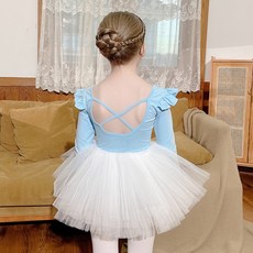 Bebeniz 女童X型肩帶翅膀長袖緊身衣紗裙芭蕾舞服上下套裝