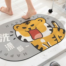 Osun 卡通老虎造型浴室廁所吸水地墊防滑腳墊硅藻泥軟墊 CE474 洗澡啦
