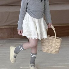 Eeyoomong 女童 Doriya 蕾絲蛋糕鬆緊迷你裙