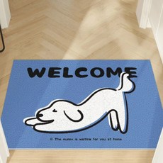 AFAMIC 艾法 萌寵WELCOME迎賓 歡迎光臨刮泥玄關腳踏墊 絲圈印花地墊