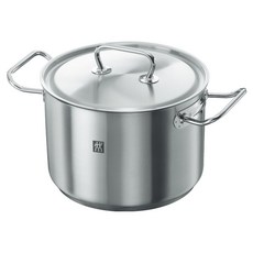 ZWILLING 雙人 Twin Classic SIGMA Classic底座18/10不鏽鋼雙耳湯鍋 附蓋 電磁爐/烤箱適用 6L, 1個, 24cm, 銀色