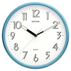 RHYTHM 日本麗聲時計 時尚螢光面板掛鐘, 藍色