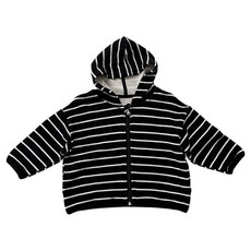 IYUMONG 兒童多米諾條紋長袖休閒連帽拉鍊外套