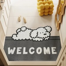 AFAMIC 艾法 萌寵WELCOME迎賓 歡迎光臨刮泥玄關腳踏墊 絲圈印花地墊