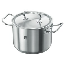 ZWILLING 雙人 Twin Classic SIGMA Classic底座18/10不鏽鋼雙耳湯鍋 附蓋 電磁爐/烤箱適用 4L, 1個, 20cm, 銀色