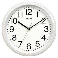 RHYTHM 日本麗聲時計 經典百搭生活家居超靜音壁掛鐘 12吋, 白色