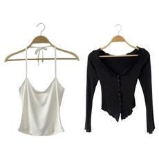 CHICBLACK 女款科希頓繞頸背心 + 波浪短版開襟衫套組 cpset3797k57