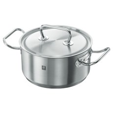 ZWILLING 雙人 Twin Classic SIGMA Classic底座18/10不鏽鋼雙耳燉燒鍋 附蓋 電磁爐/烤箱適用 3L, 1個, 20cm, 銀色