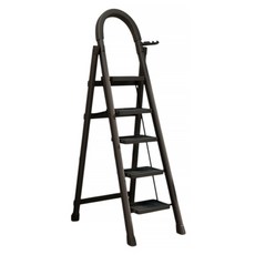 小麥購物 多功能加厚可折疊伸縮便攜人字梯 L1459 黑色五步梯, 1個